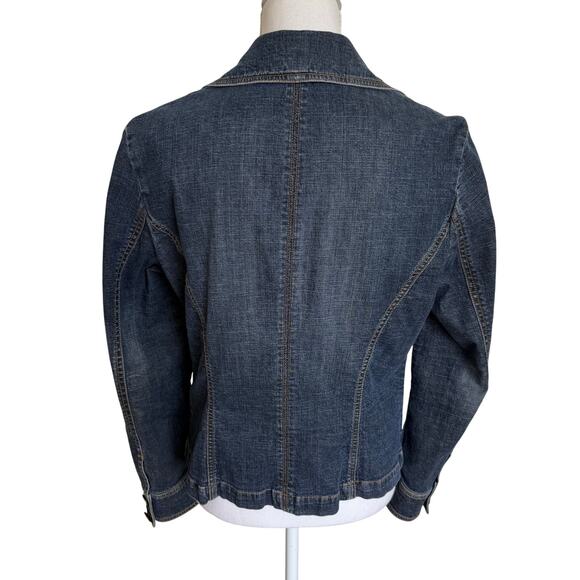 W Work to Weekend Denim Blazer 8 Cotton Stretch Pockets Nautical Buttons Classic - Picture 4 of 9